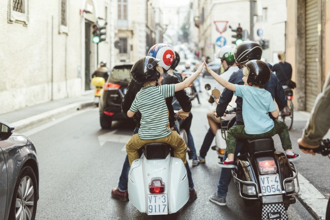 Matthew & Adam on the vespas