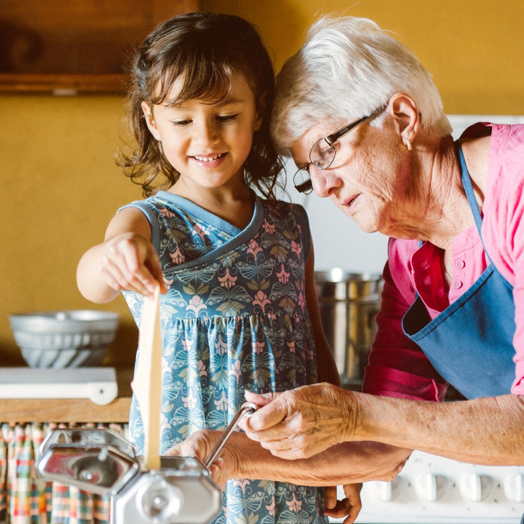 Nonna and Stella Making Pasta