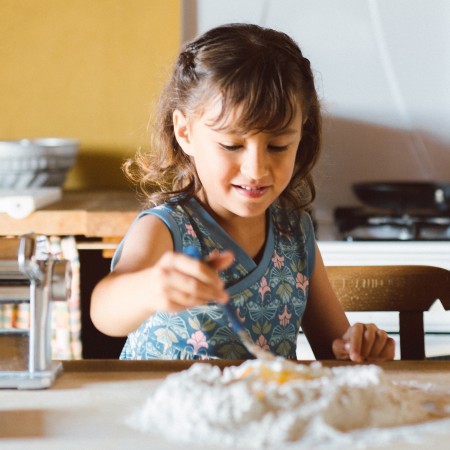 Stella Mixing the Flour and Egg